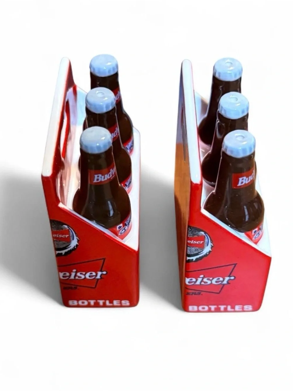 VTG 1998 Enesco Budweiser 6-Pack Salt and Pepper Shaker Set CIB